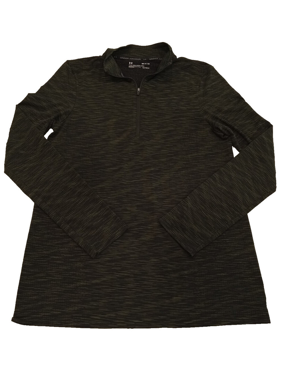 Under Armour Pullover Womens Small Green Heather Textured Knit 1/4 Zip Fitted S
